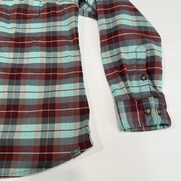LL Bean Whisper Lodge Plaid Flannel Button Up Shirt Size LARGE PETITE - Picture 5 of 10